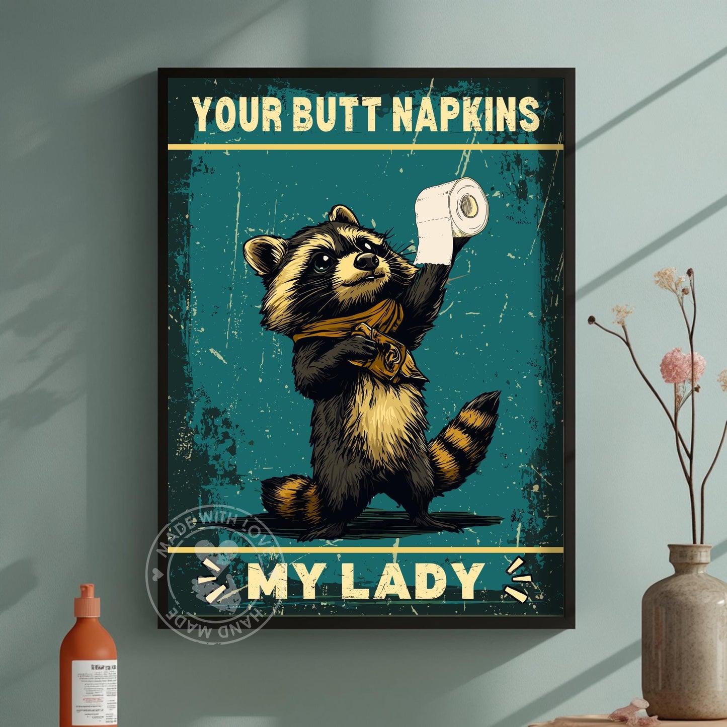 Funny Raccoon Bathroom Print