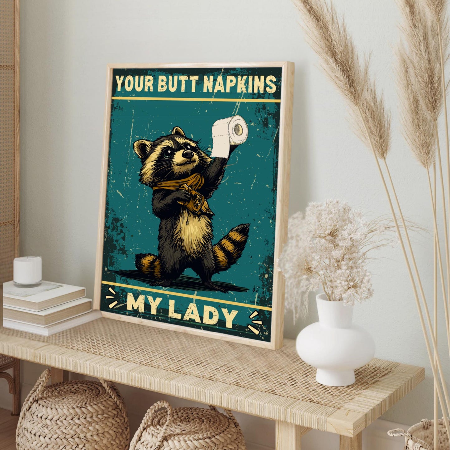 Funny Raccoon Bathroom Print