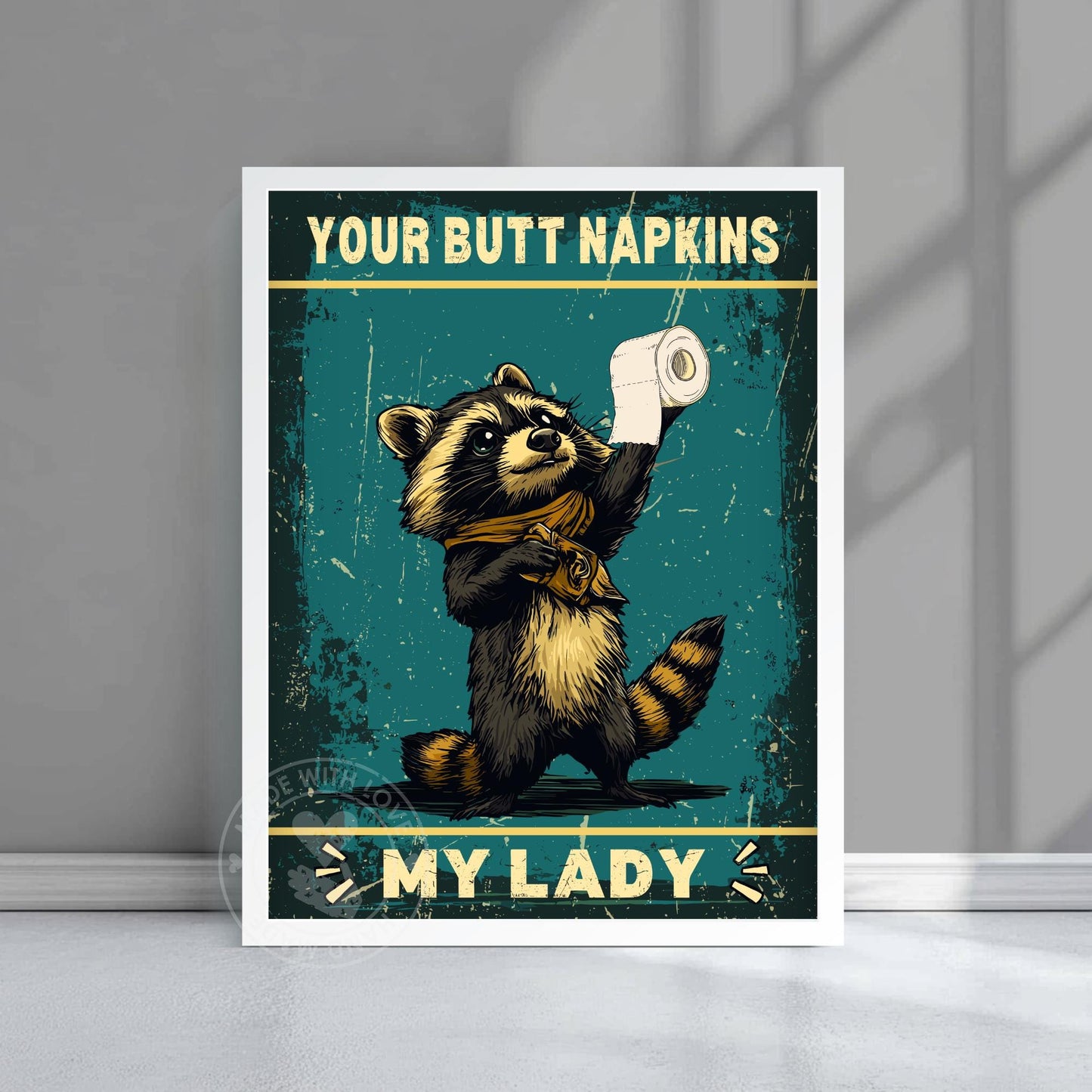 Funny Raccoon Bathroom Print