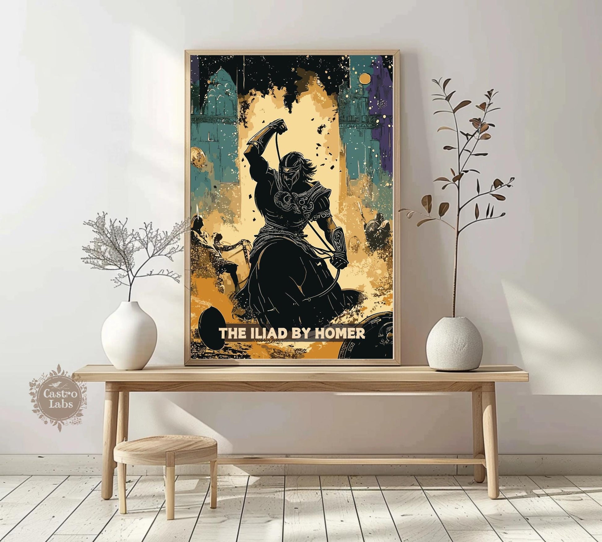 The Iliad of Homer Book Poster, The Iliad, Greek Mythology, Homer Art, Ancient Greek Art, Classic Literature Inspired Art, Song of Achilles, greek mythology, classic literature, book lovers, ancient greek, Achilles shield, battle of troy, the Iliad poster art, myths and legends, greek gods, bookish gifts, homer literary, ancient mythology, classics literature,