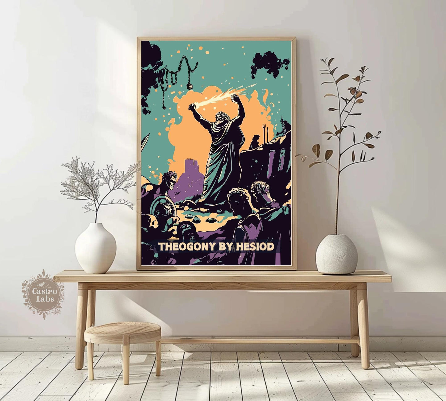Theogony by Hesiod Poster, Theogony Poem by Hesiod, Greek Mythology, Theogony Poster, Ancient Greek Art, Hesiod