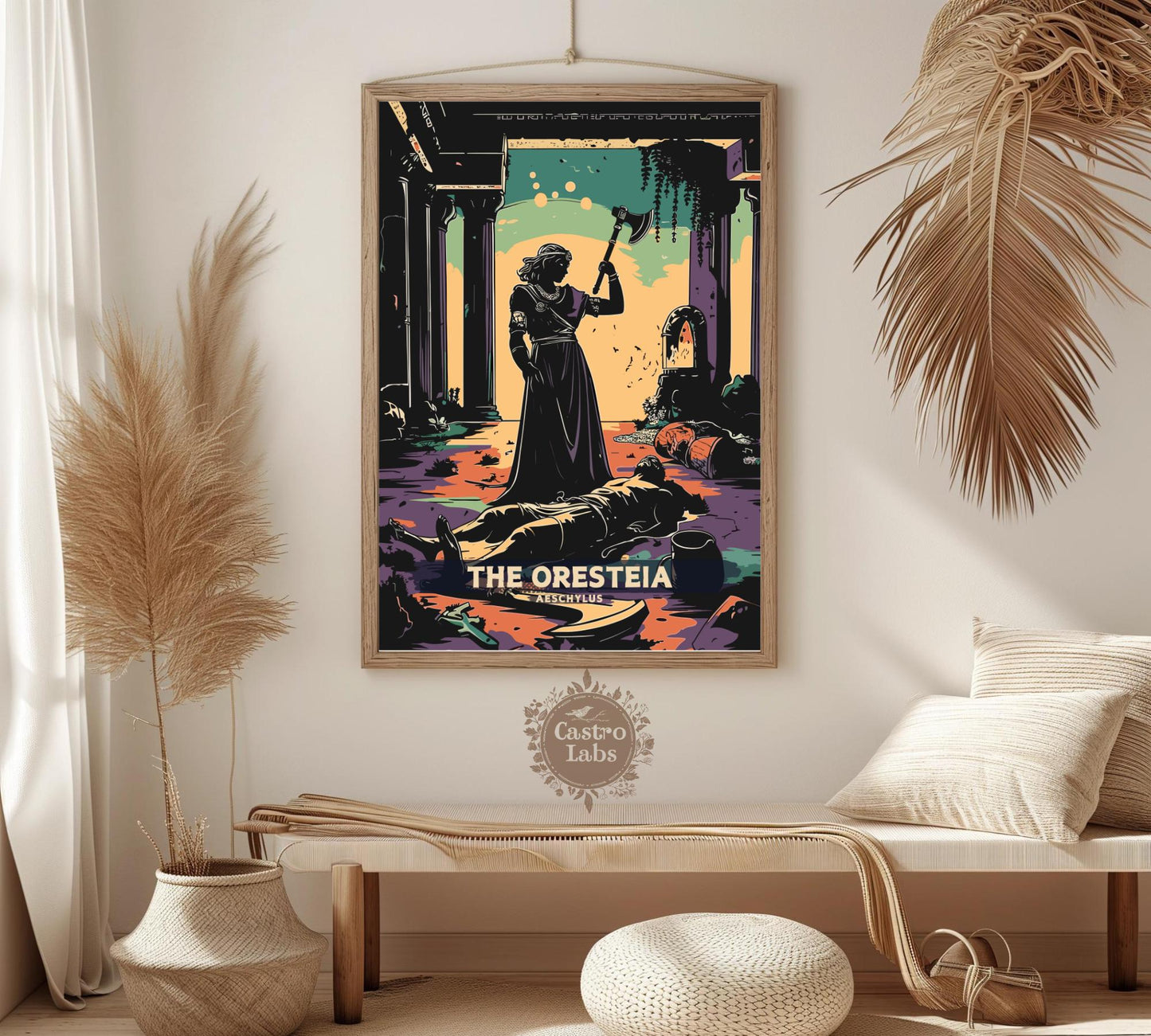 The Oresteia by Aeschylus Poster, The Oresteia, Greek Mythology, Greek Tragedy Poster, Ancient Greek Art, The murder of Agamemnon by Clytemnestra