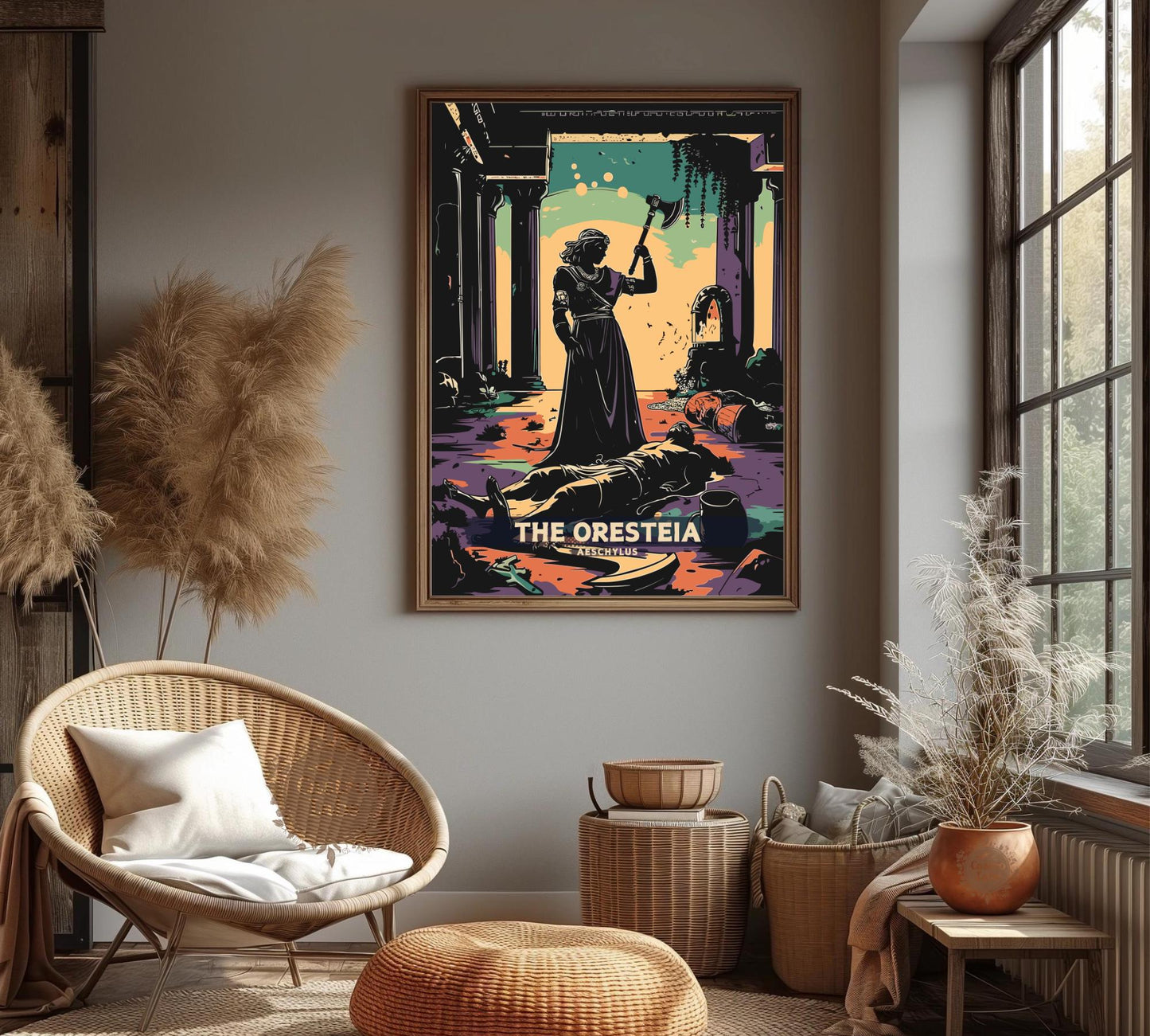 The Oresteia by Aeschylus Poster, The Oresteia, Greek Mythology, Greek Tragedy Poster, Ancient Greek Art, The murder of Agamemnon by Clytemnestra