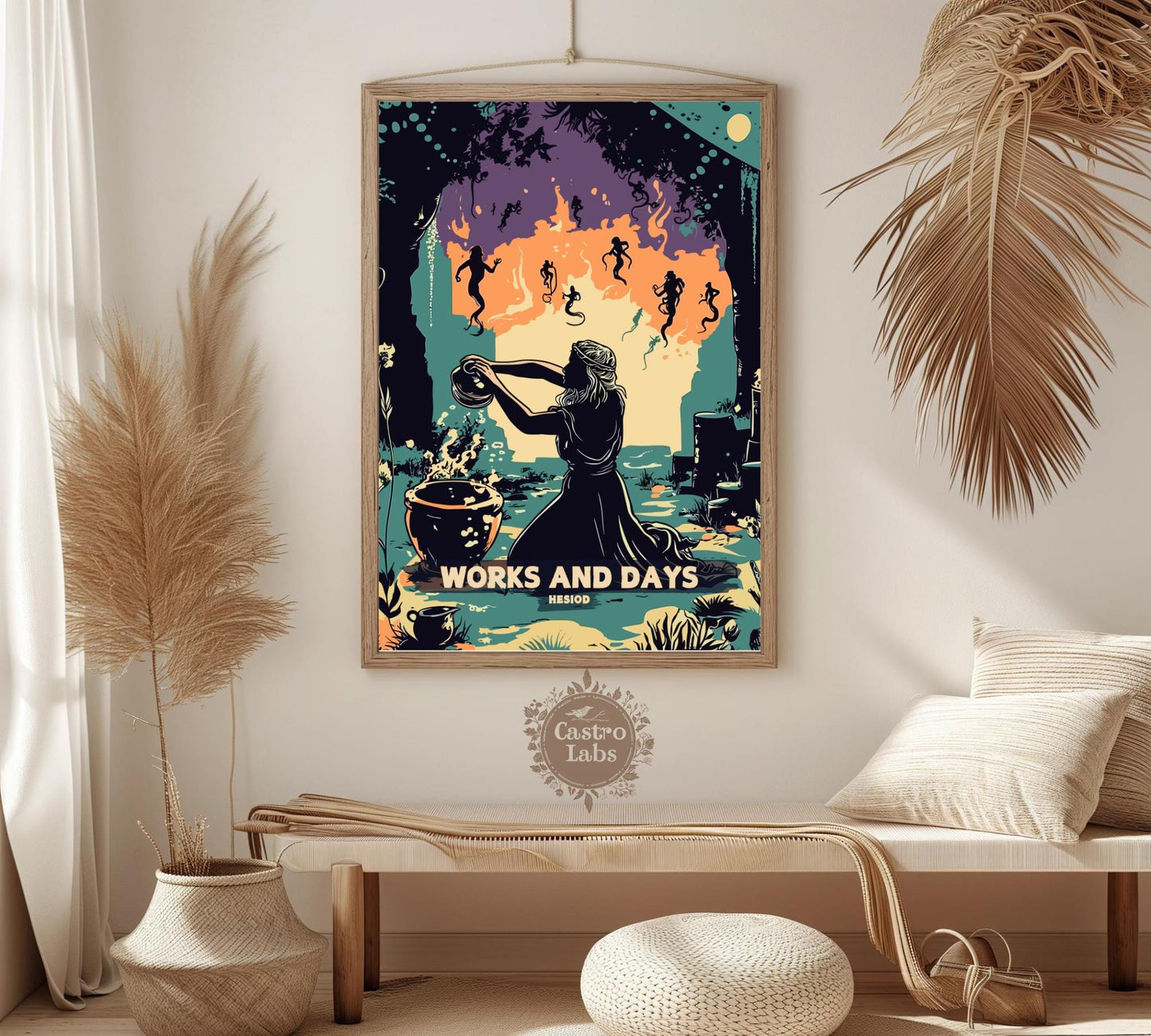Works and Days Poster, Works and Days Poem by Hesiod, Epic Poetry, Greek Mythology, Farmers almanac Poster, Ancient Greek Art, Classic Poetry,