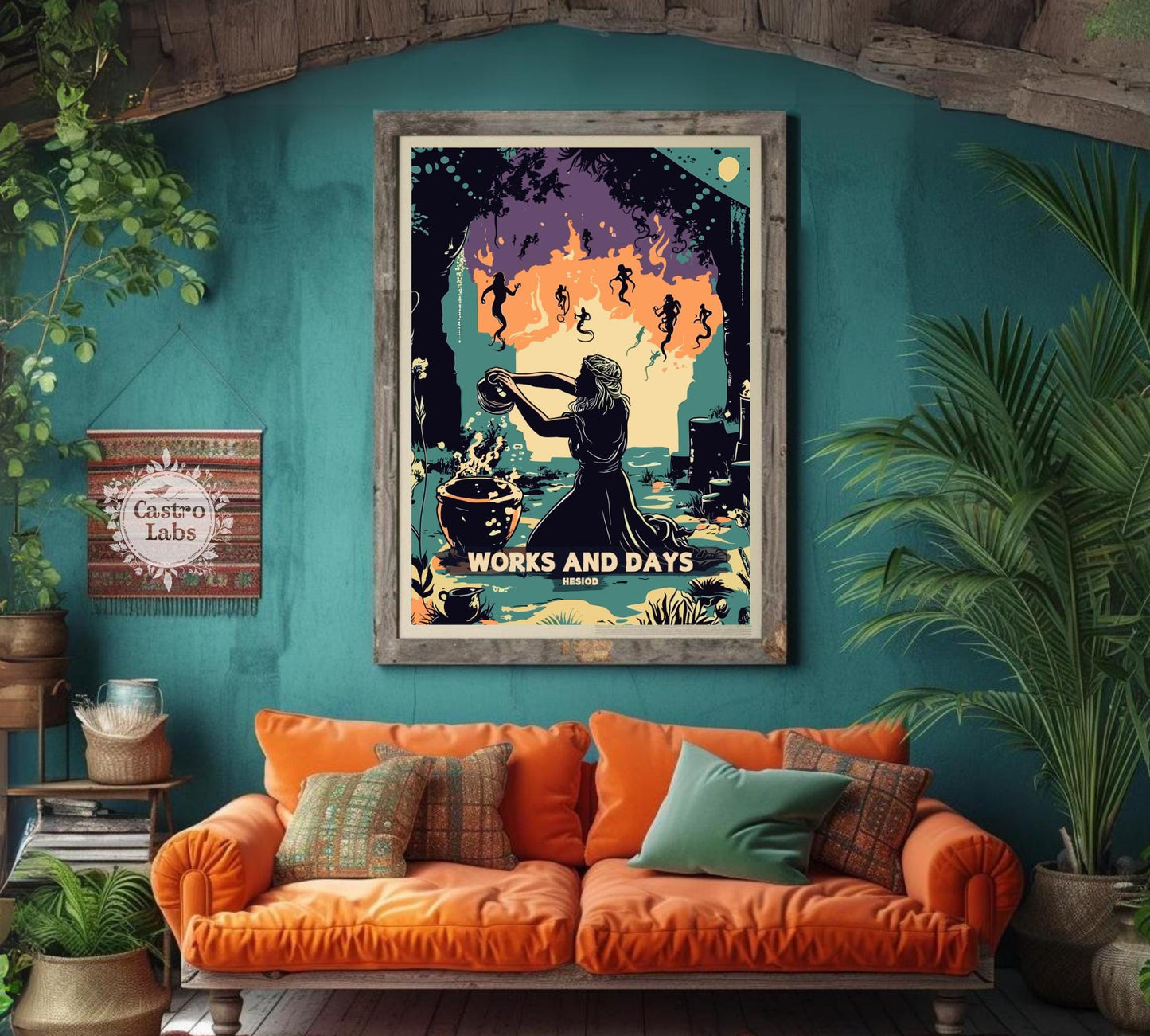 Works and Days Poster, Works and Days Poem by Hesiod, Epic Poetry, Greek Mythology, Farmers almanac Poster, Ancient Greek Art, Classic Poetry,