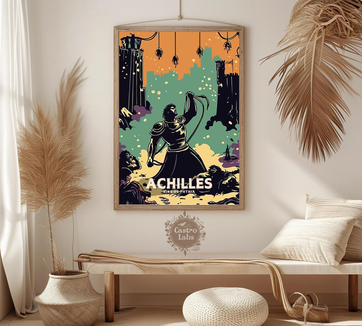 Achilles Poster, Greek Hero Achilles, Achilles hero of the Trojan War, Greek Mythology, Ancient Greek Art, Homer's Iliad,