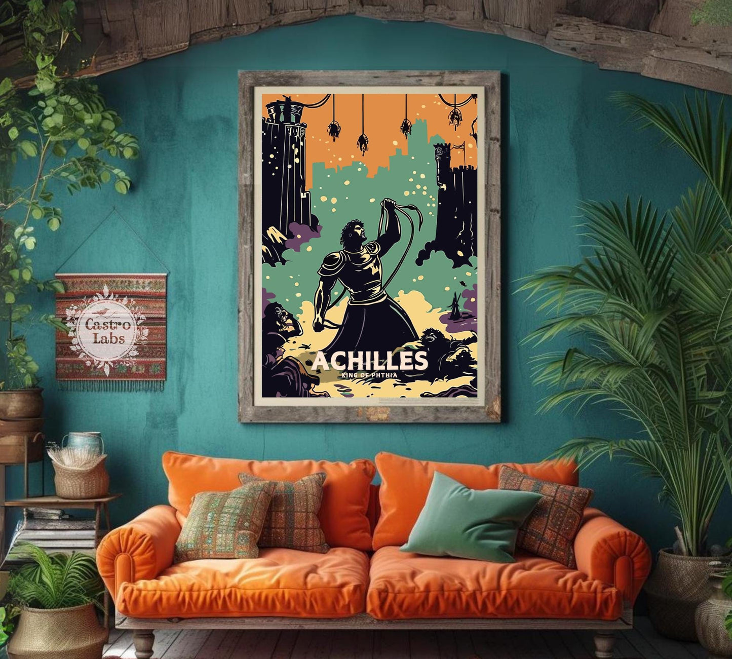 Achilles Poster, Greek Hero Achilles, Achilles hero of the Trojan War, Greek Mythology, Ancient Greek Art, Homer's Iliad,