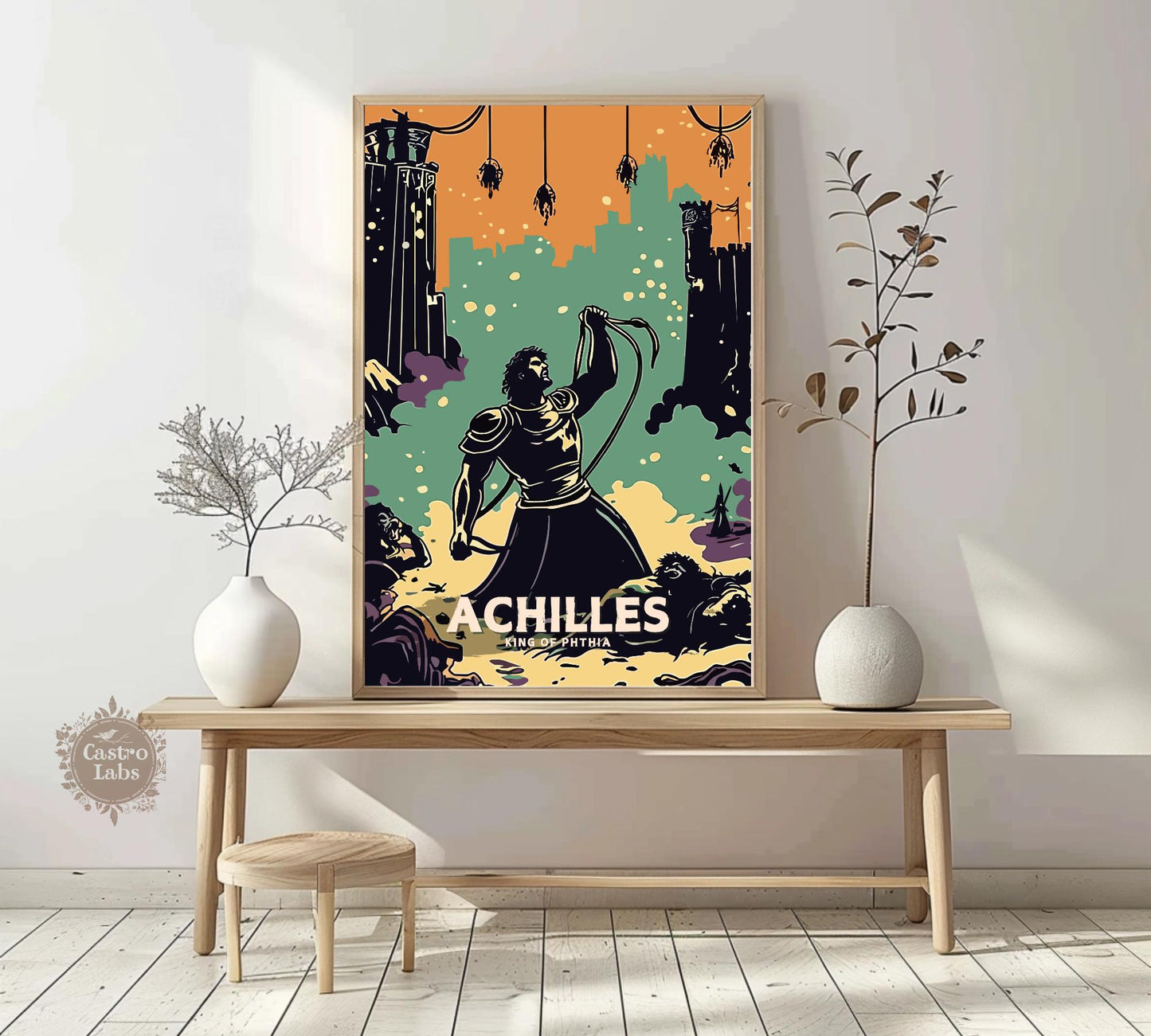 Achilles Poster, Greek Hero Achilles, Achilles hero of the Trojan War, Greek Mythology, Ancient Greek Art, Homer's Iliad,