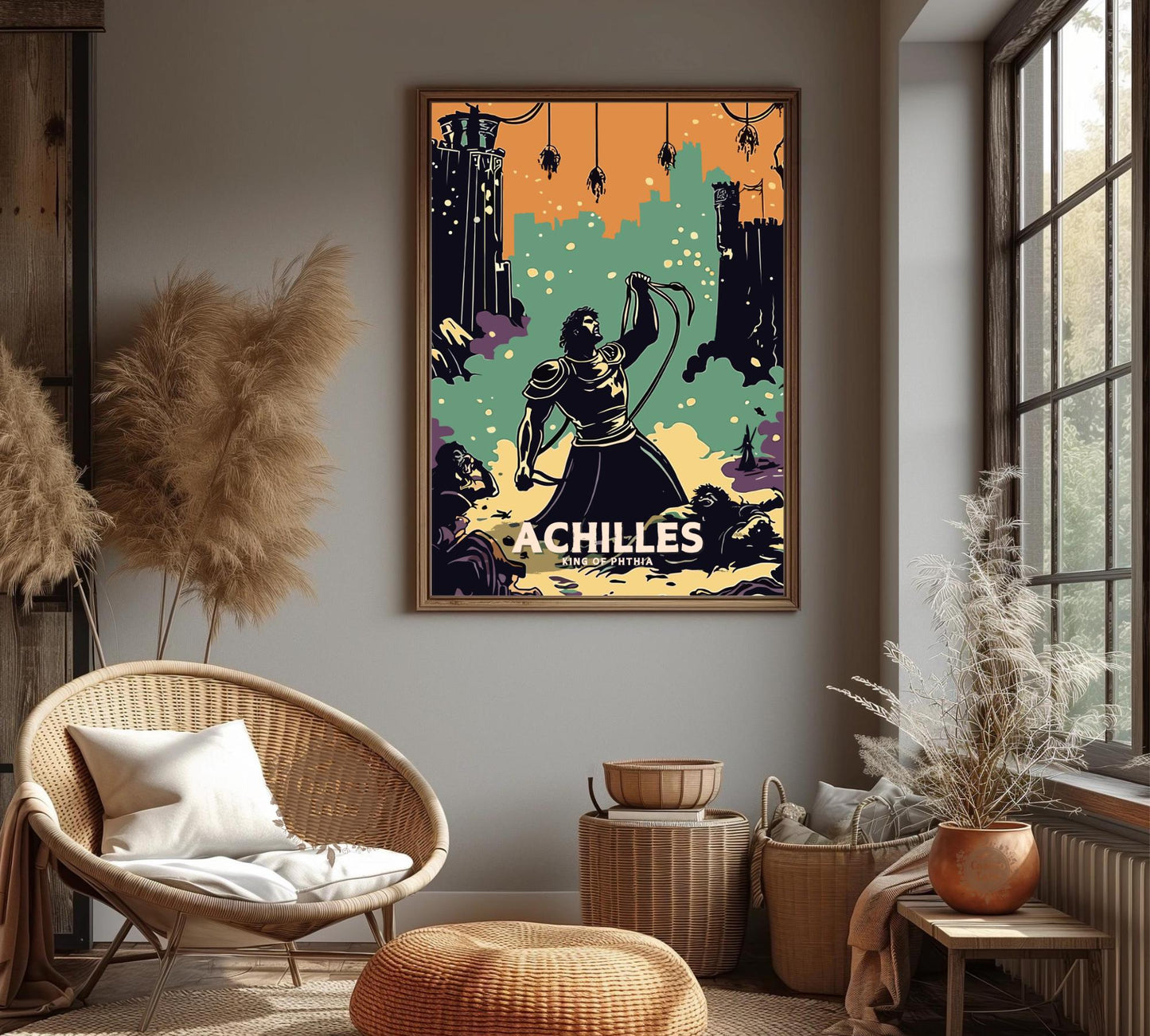Achilles Poster, Greek Hero Achilles, Achilles hero of the Trojan War, Greek Mythology, Ancient Greek Art, Homer's Iliad,