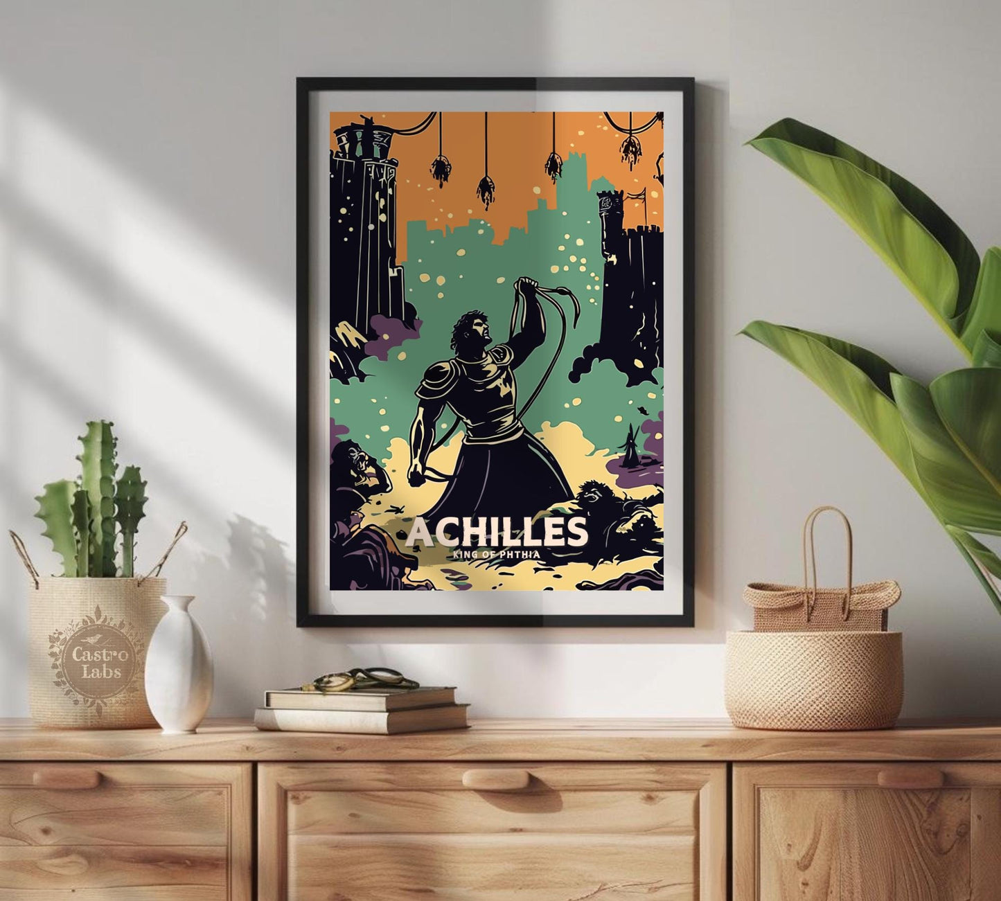Achilles Poster, Greek Hero Achilles, Achilles hero of the Trojan War, Greek Mythology, Ancient Greek Art, Homer's Iliad,