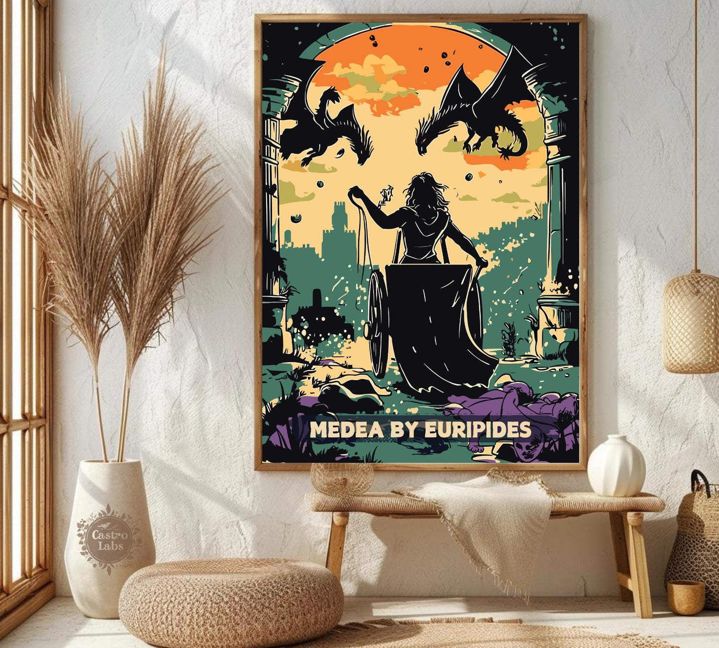 Medea by Euripides Poster, Medea Poster, Greek Mythology, Greek Tragedy, Ancient Greek Art, Greek Myth, Playwright Artwork, Euripides Poster