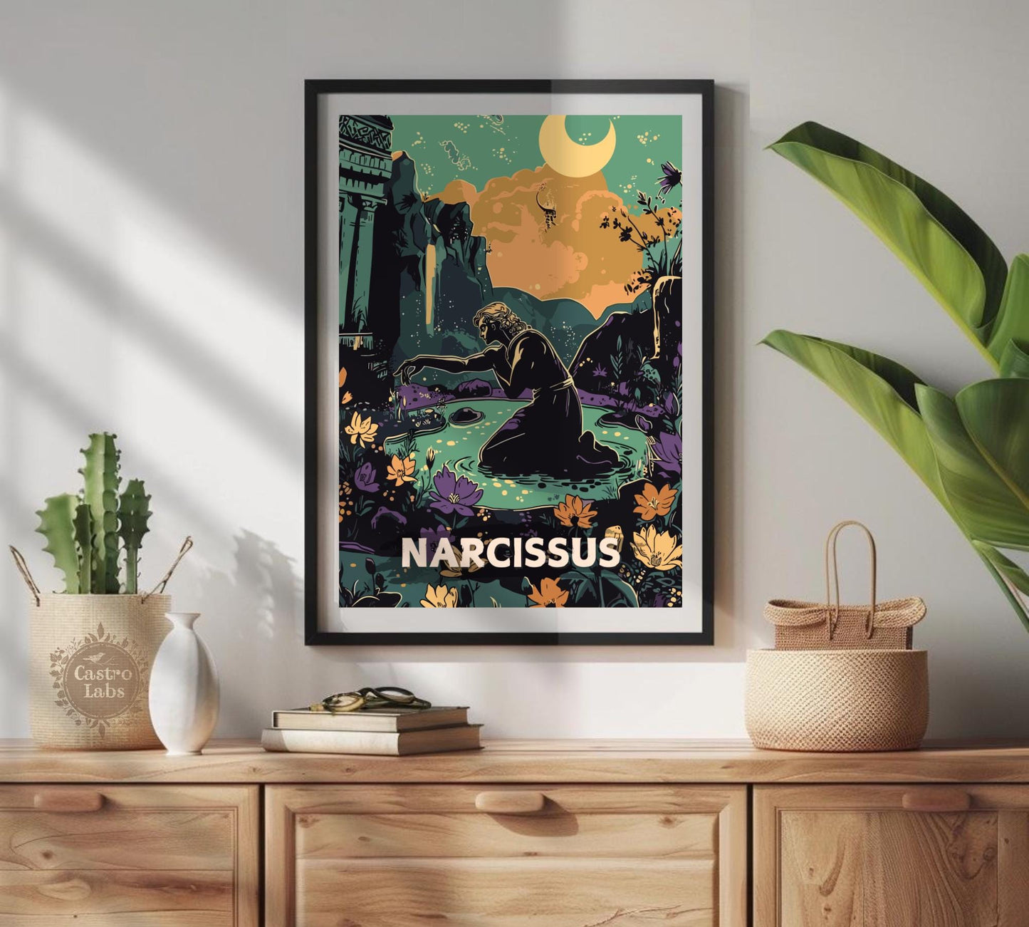 Narcissus Poster, Greek Narcissus, Greek Myth, Goddess Echo, Greek Mythology, Ancient Greek Art, Narcissus Greek mythology, Self love