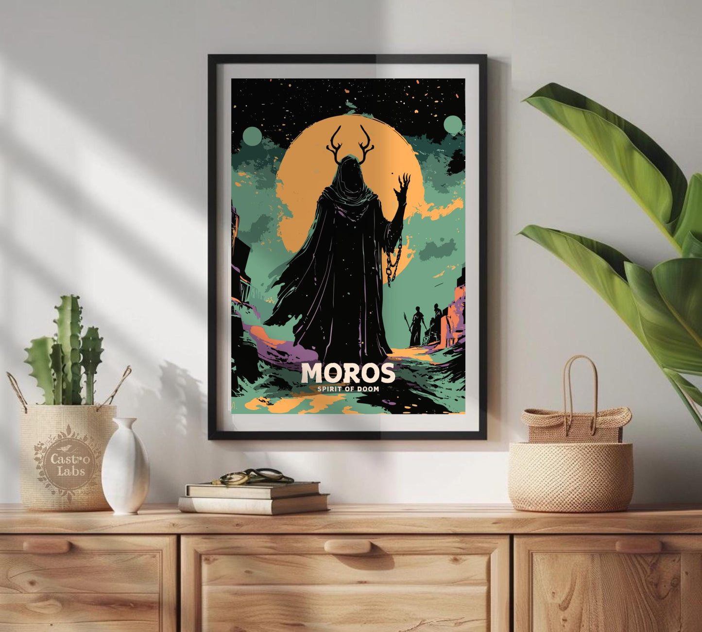 Moros Poster, Moros Greek Mythology, Moros Spirit of Doom, Greek Mythology, Ancient Greek Art, Moros God Artwork