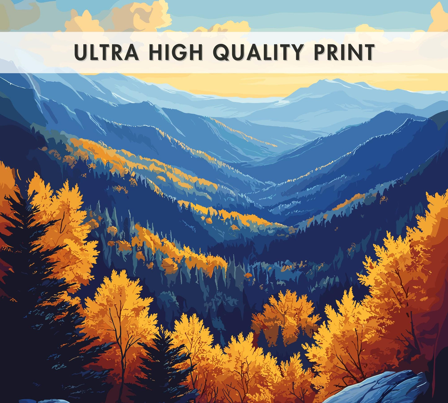 The Great Smoky Mountains Poster, Great Smoky Mountains Travel Poster, Blue Ridge Mountains Artwork, Home Décor, Tennessee Poster, NC Poster