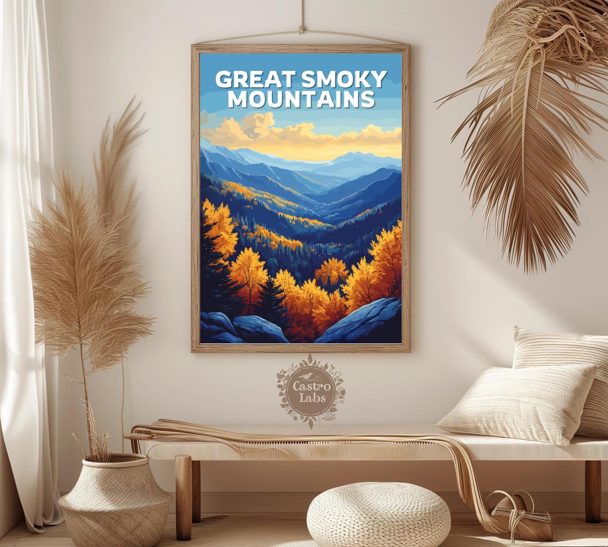The Great Smoky Mountains Poster, Great Smoky Mountains Travel Poster, Blue Ridge Mountains Artwork, Home Décor, Tennessee Poster, NC Poster