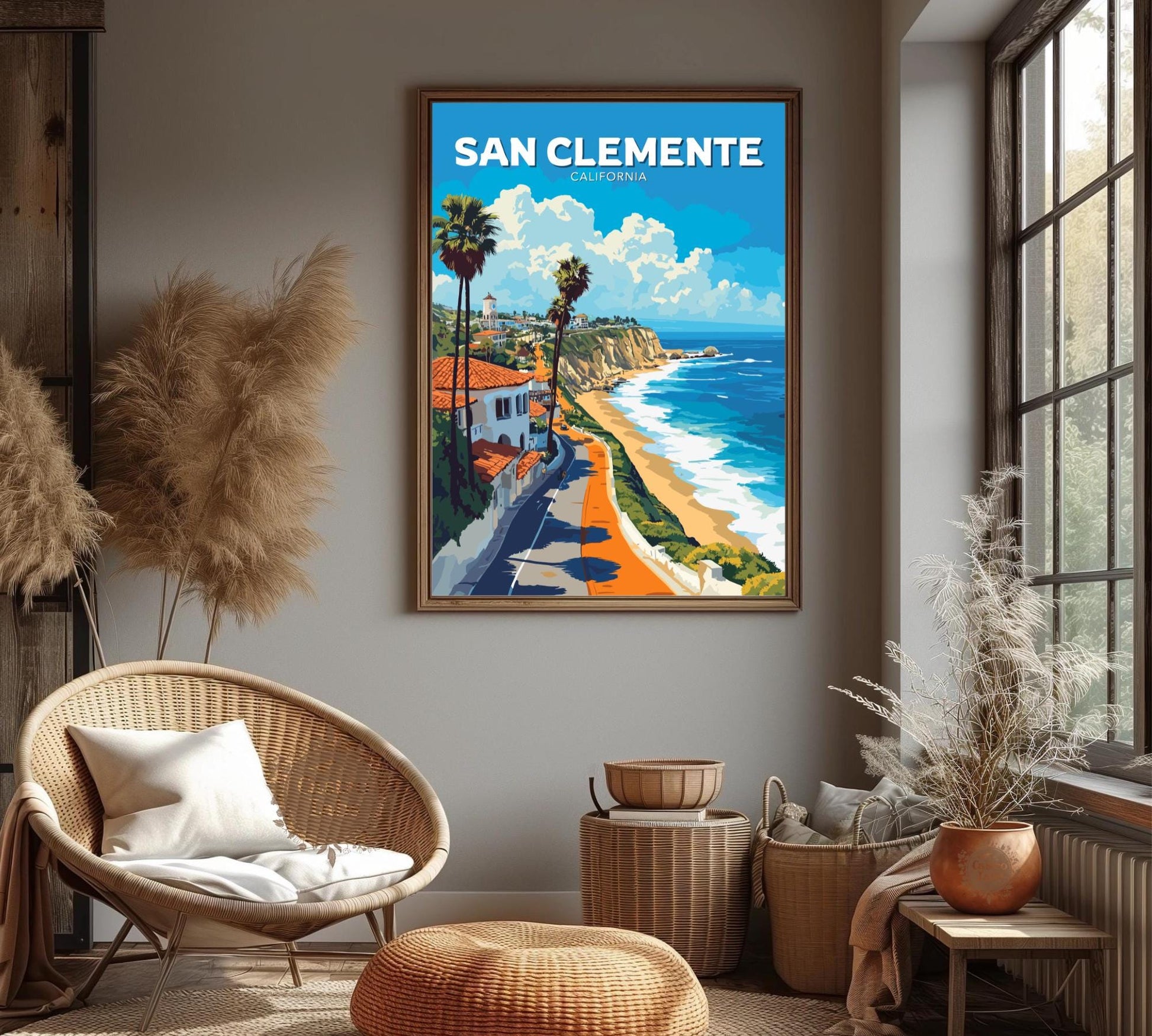 San Clemente Poster, San Clemente Travel Poster, San Clemente Artwork, Home Décor, San Clemente Print,, California Poster, Orange County Art