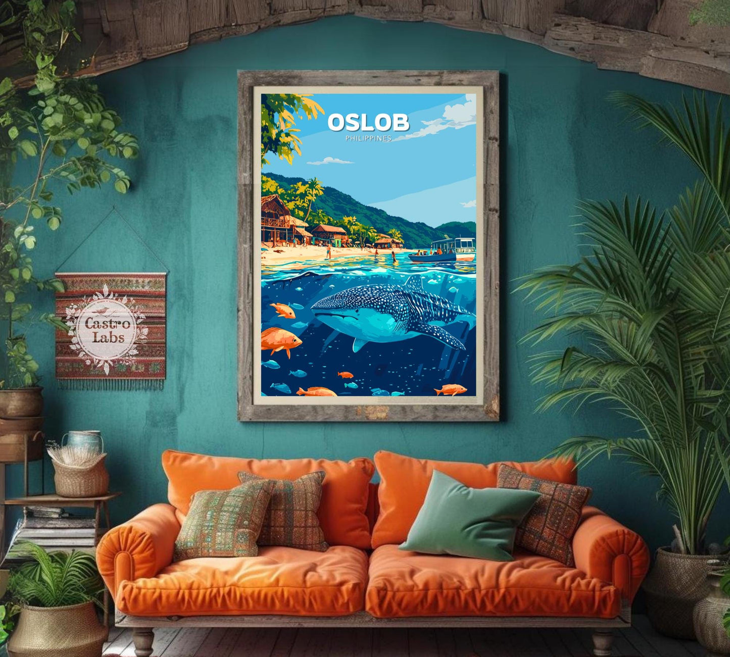 Oslob Poster, Oslob Travel Poster, Oslob Artwork, Home Décor, Oslob Painting, Philippines Poster, Philippines Wall Art, Whale Shark Poster