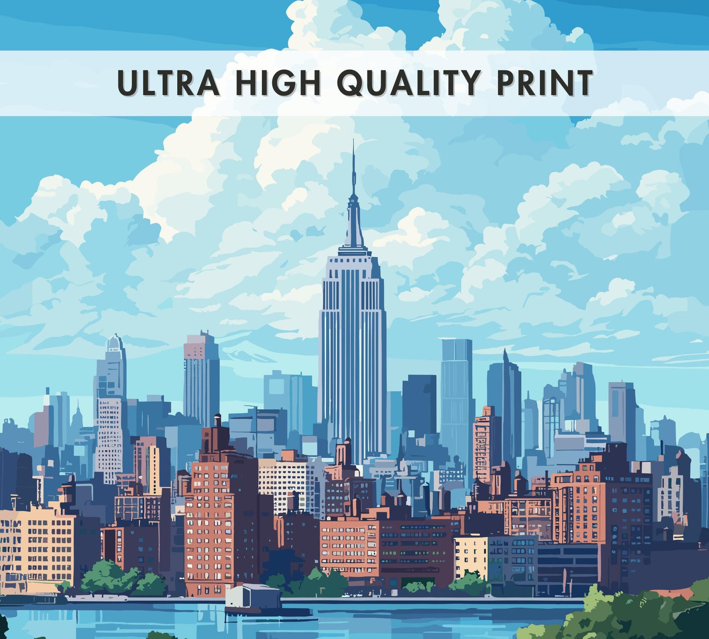 New York Skyline Poster, New York Print, New York Artwork, Home Décor, New York Painting, New York Skyline, Central Park Art, New York