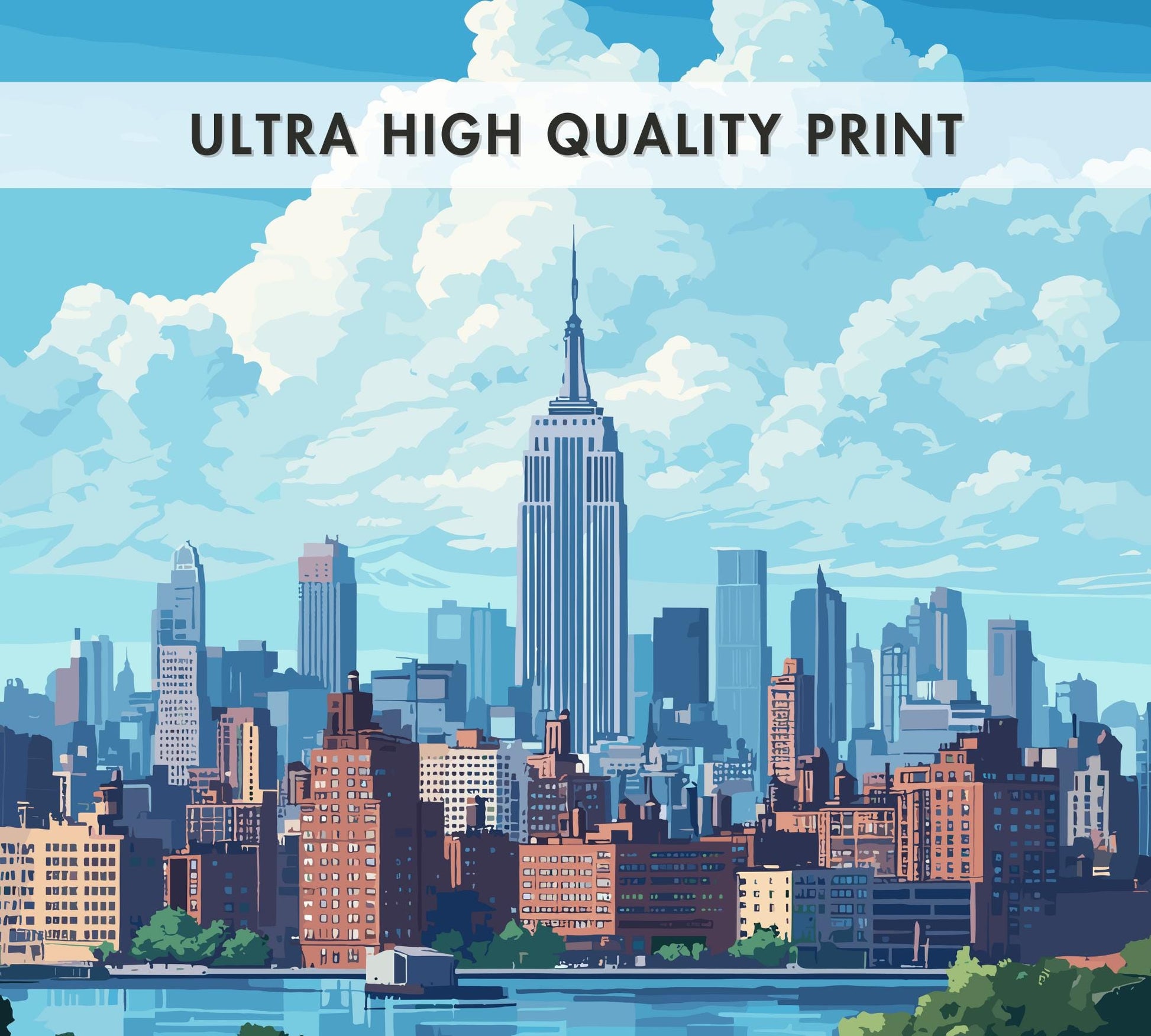 New York Skyline Poster, New York Print, New York Artwork, Home Décor, New York Painting, New York Skyline, Central Park Art, New York