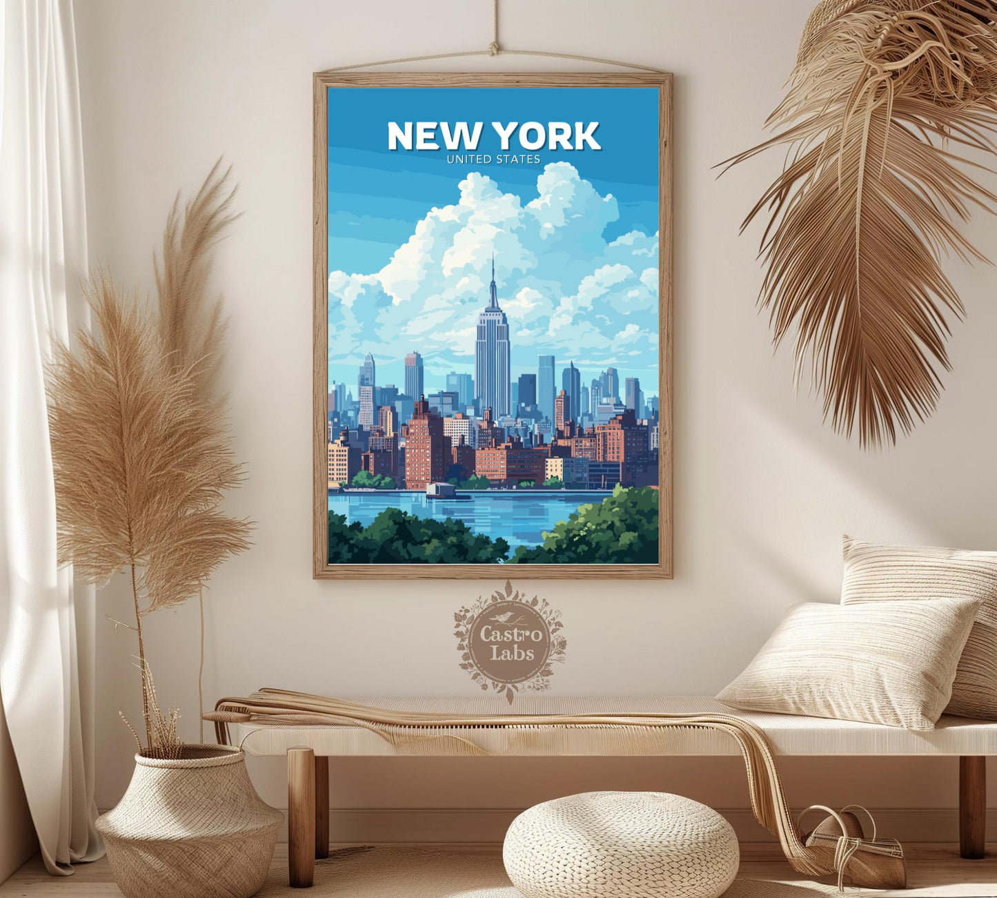 New York Skyline Poster, New York Print, New York Artwork, Home Décor, New York Painting, New York Skyline, Central Park Art, New York