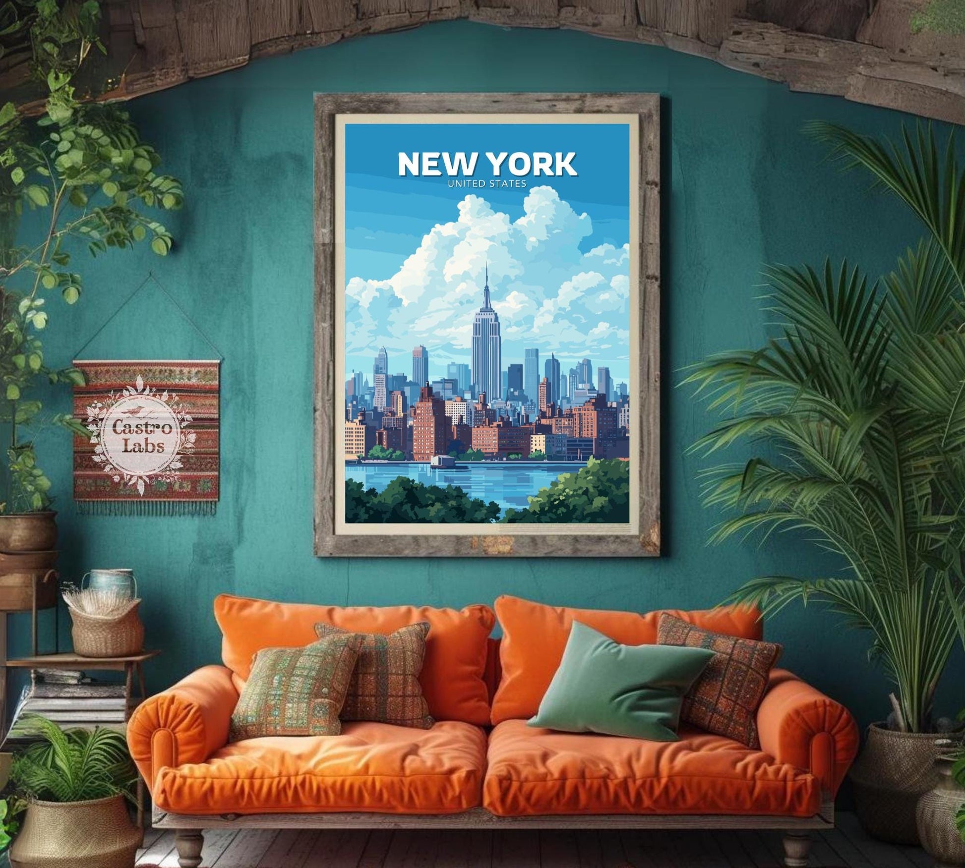 New York Skyline Poster, New York Print, New York Artwork, Home Décor, New York Painting, New York Skyline, Central Park Art, New York