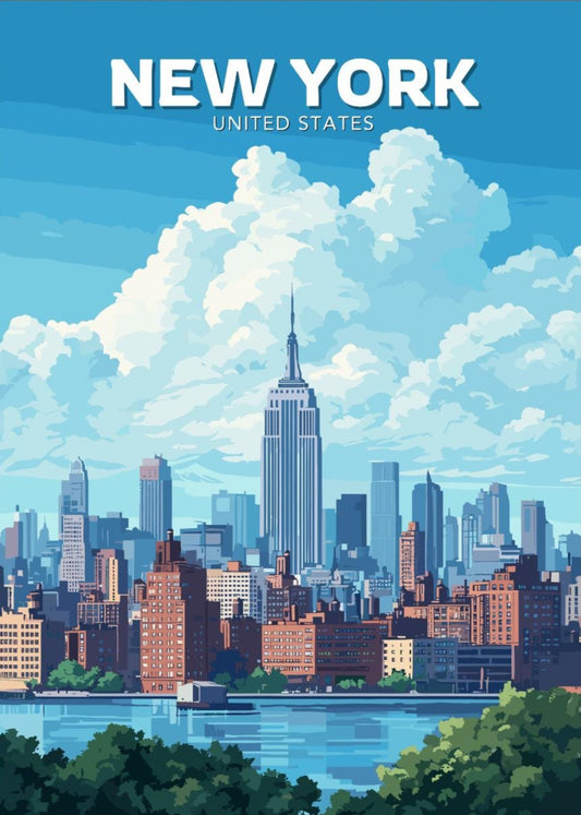 New York Skyline Poster, New York Print, New York Artwork, Home Décor, New York Painting, New York Skyline, Central Park Art, New York
