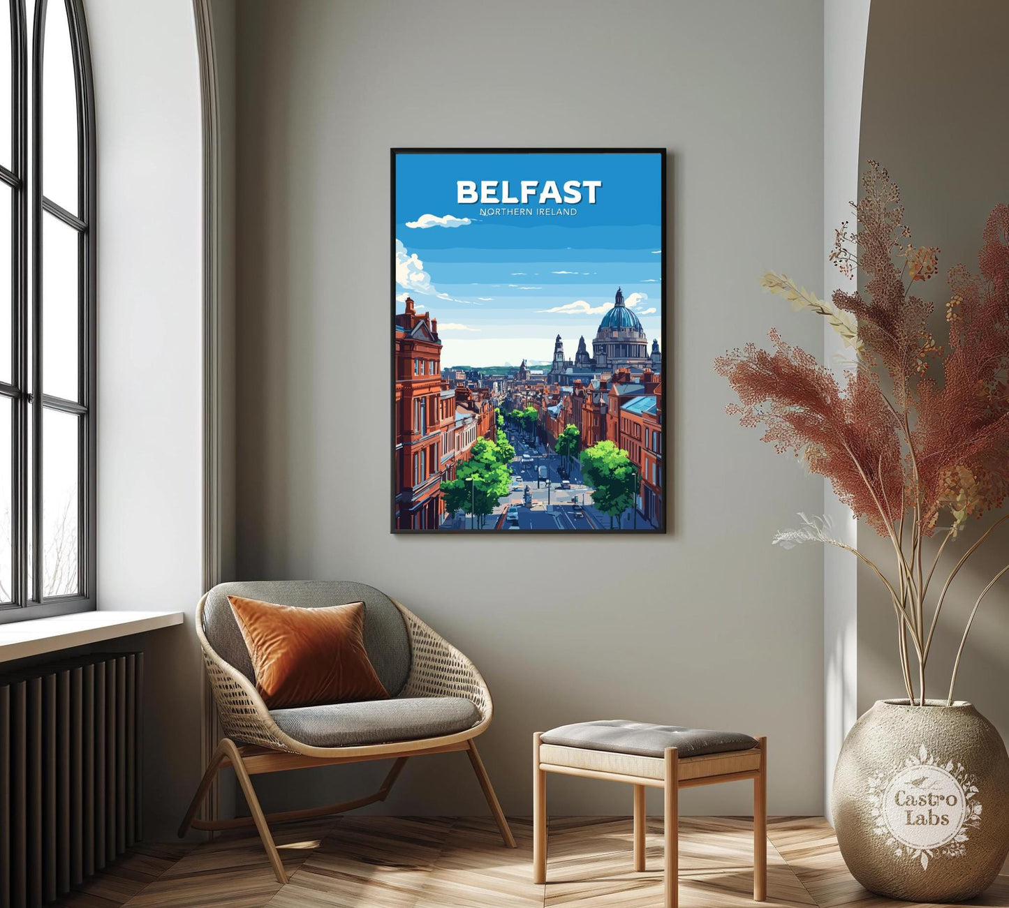 Belfast Travel Poster, Belfast Wall Art, Belfast Northern Ireland Print, Belfast Artwork, Home Décor, Northern Ireland Poster, Ireland Art