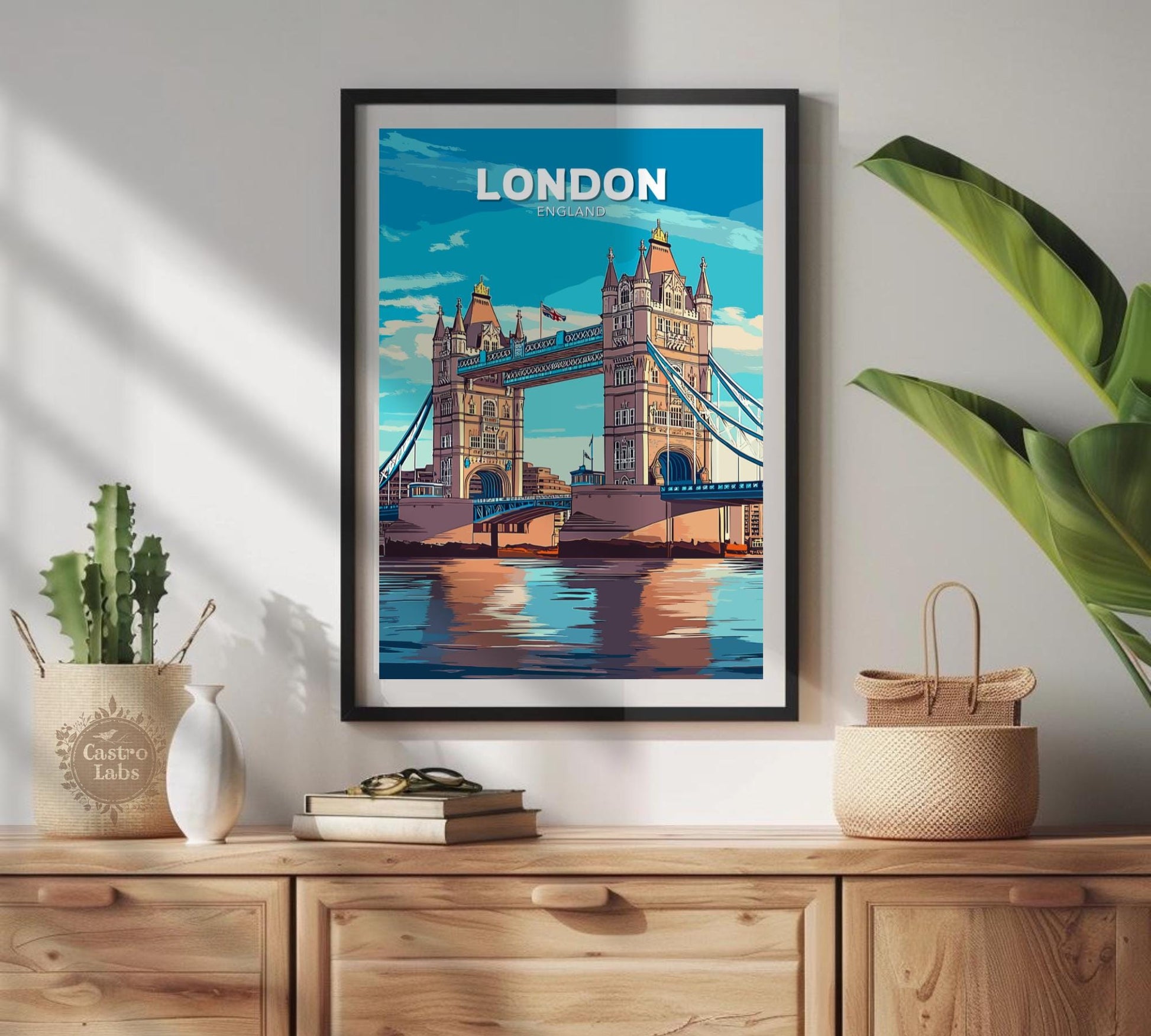 London Travel Poster, London Wall Art, London Print, London Bridge Artwork, Home Décor, London Bridge Poster, London Art, London Bridge Art