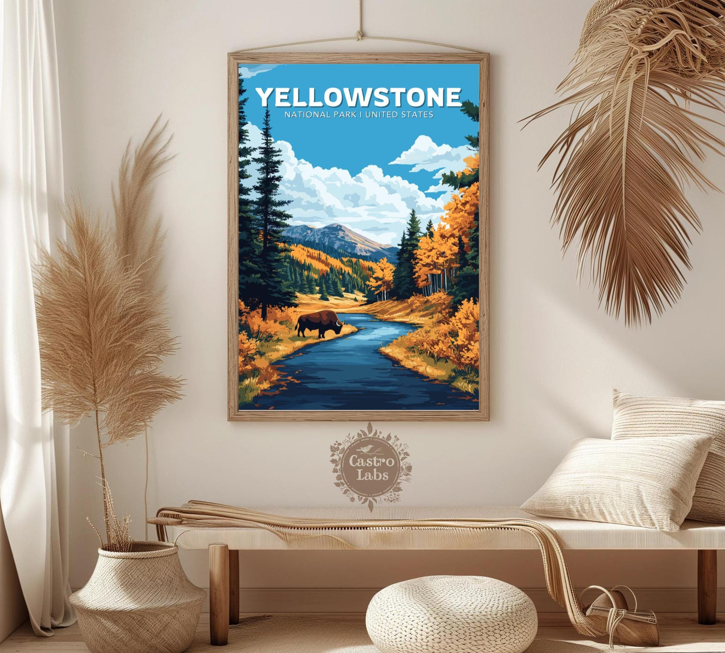 Yellowstone Travel Poster, Yellowstone National Park Wall Art, Yellowstone Park, US National Parks Poster, Home Décor, Yellowstone Poster