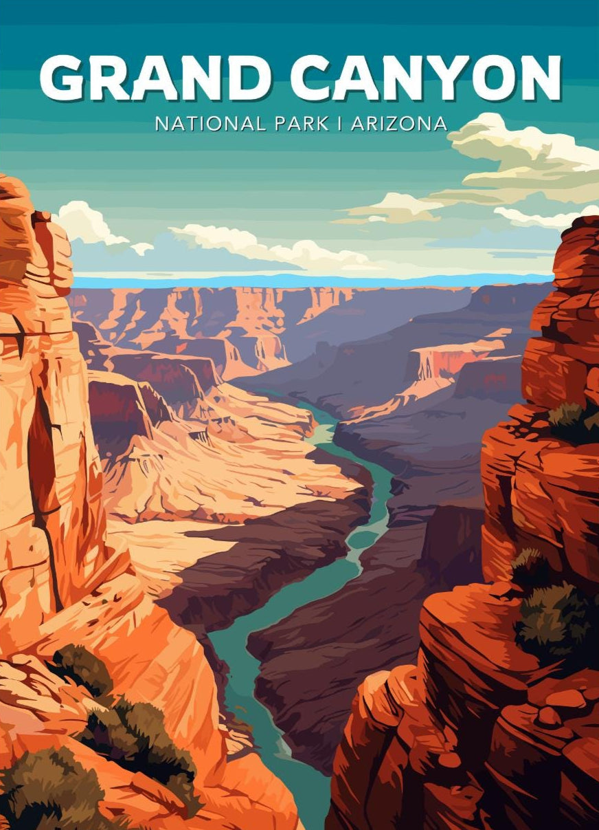 Grand Canyon Travel Poster, Grand Canyon Wall Art, Grand Canyon Print, Home Décor, Grand Canyon National Park, Grand Canyon Poster