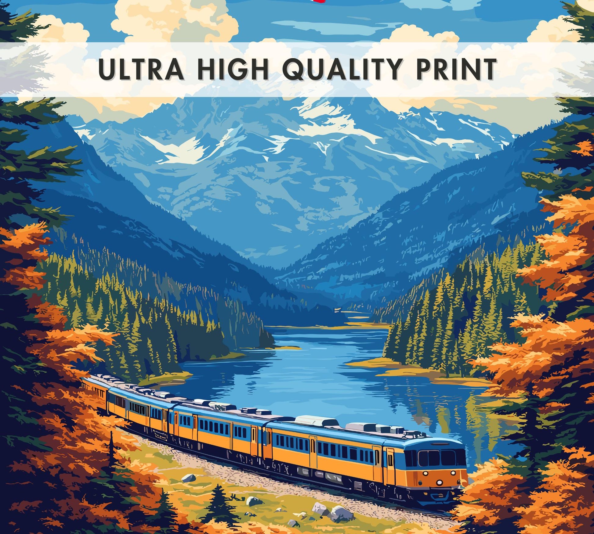 Rocky Mountaineer Print, Rocky Mountaineer Railway Route, Scenic Train Rides, Train Poster, Canada Art, Vancouver, Whistler, Quesnel, Jasper