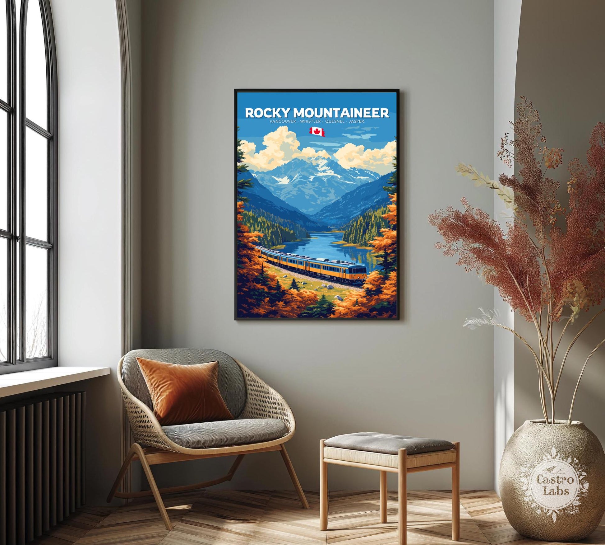 Rocky Mountaineer Print, Rocky Mountaineer Railway Route, Scenic Train Rides, Train Poster, Canada Art, Vancouver, Whistler, Quesnel, Jasper