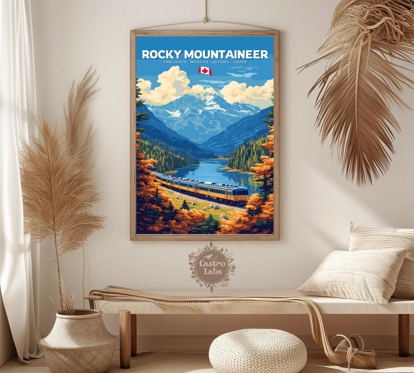 Rocky Mountaineer Print, Rocky Mountaineer Railway Route, Scenic Train Rides, Train Poster, Canada Art, Vancouver, Whistler, Quesnel, Jasper