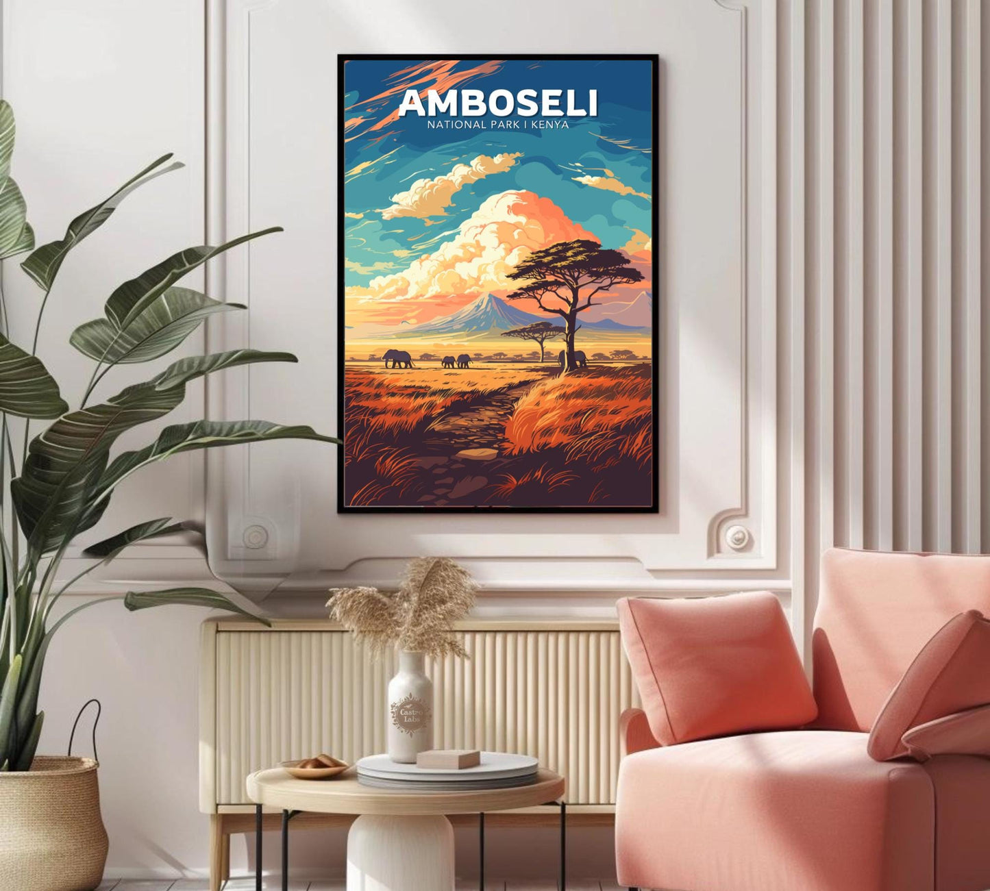 Amboseli Travel Poster, Amboseli National Park Poster, Amboseli Park, Kenya National Park Poster, Home Décor, Kenya Poster, Kilimanjaro Art