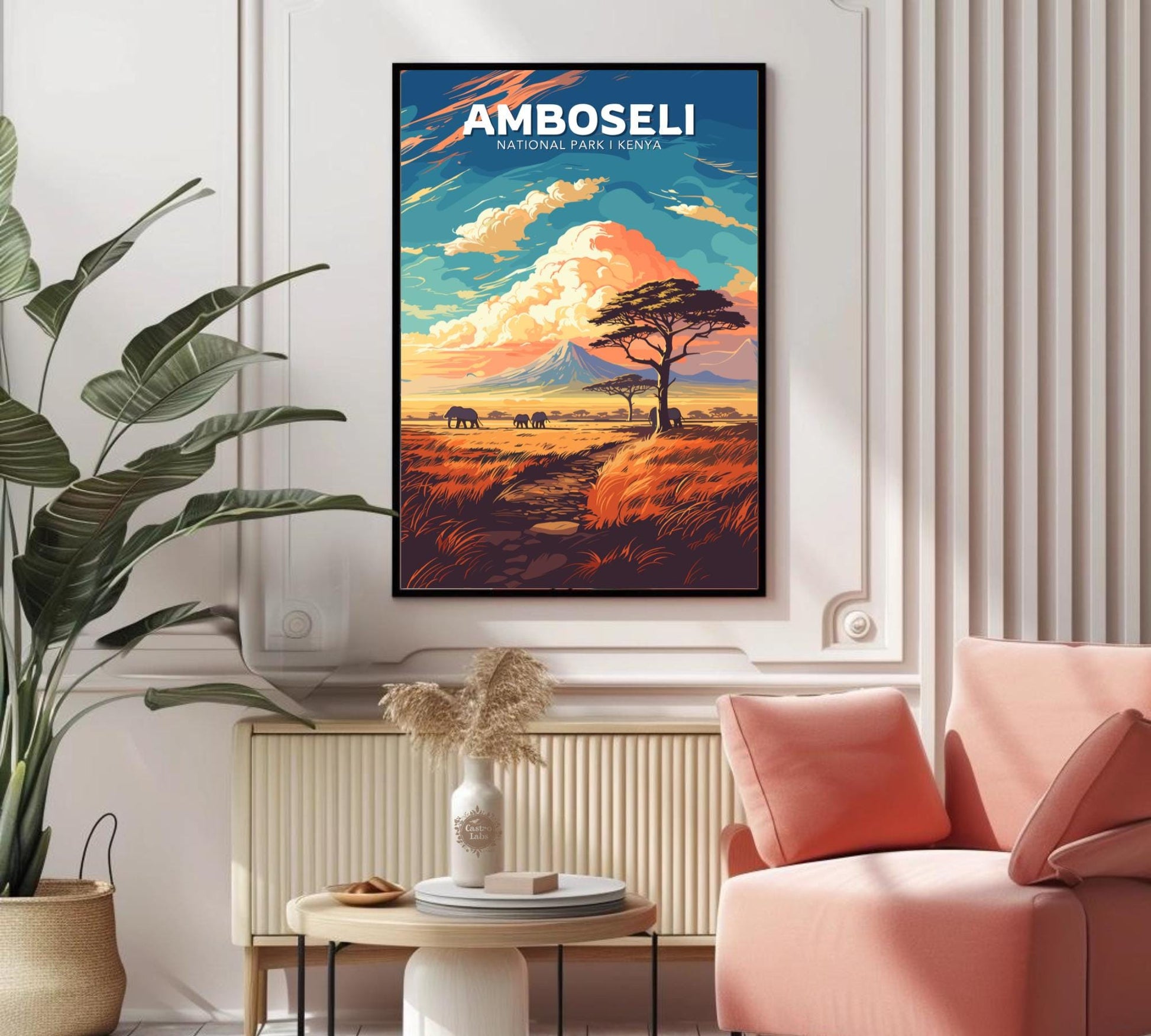 Amboseli Travel Poster, Amboseli National Park Poster, Amboseli Park, Kenya National Park Poster, Home Décor, Kenya Poster, Kilimanjaro Art