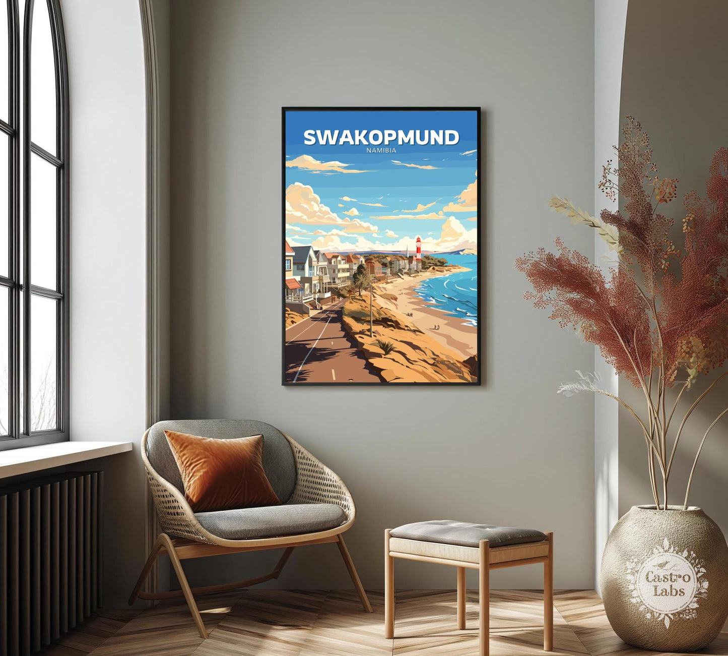 Swakopmund Travel Poster, Swakopmund Namibia Wall Art, Africa Coastal Cities, Swakopmund Poster, Home Décor, Lighthouse Poster, Namibia Art