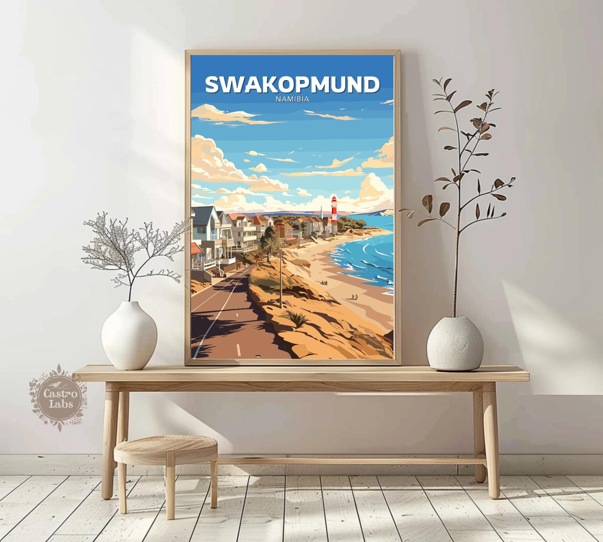 Swakopmund Travel Poster, Swakopmund Namibia Wall Art, Africa Coastal Cities, Swakopmund Poster, Home Décor, Lighthouse Poster, Namibia Art