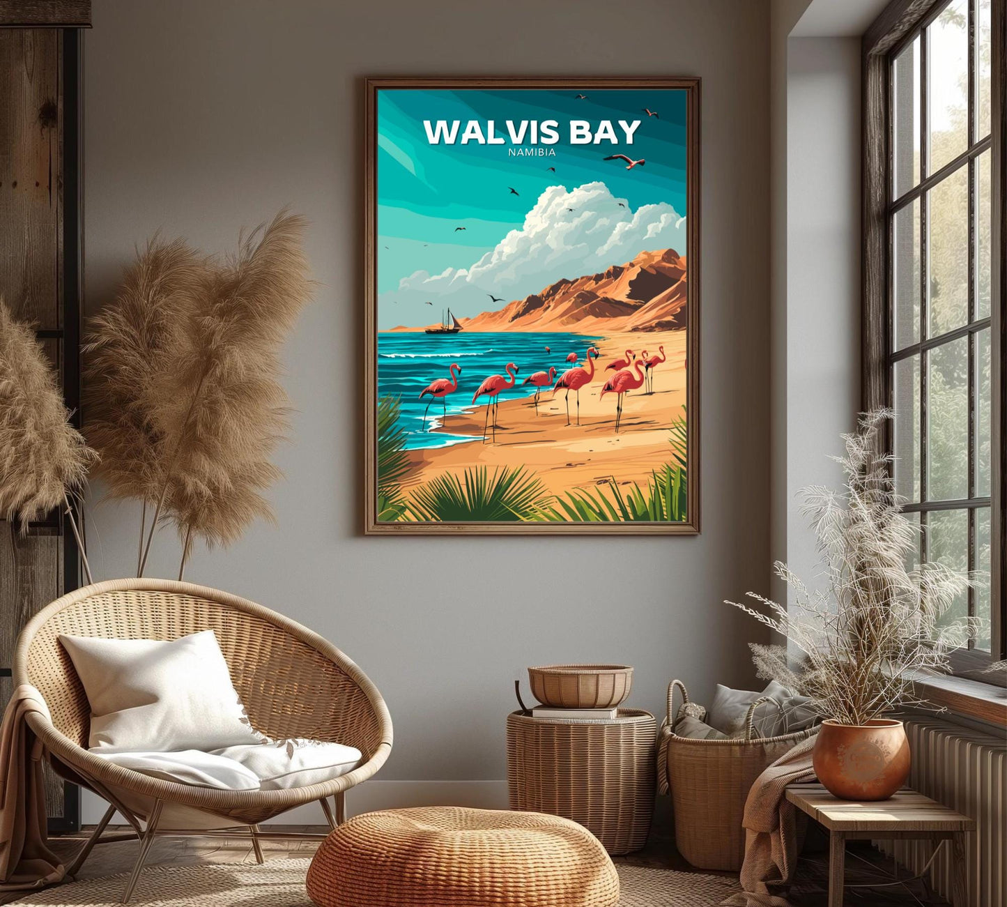 Walvis Bay Travel Poster, Walvis Bay Port Wall Art, Walvis Bay Print, Africa Poster, Home Décor, Namibia Poster, Walvis Bay Namibia Poster