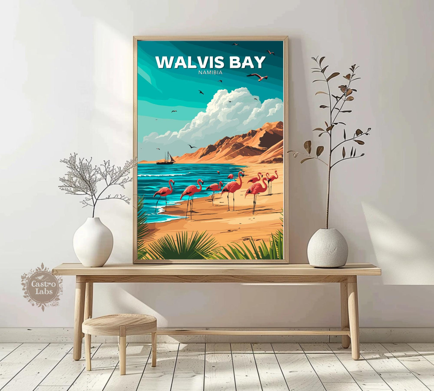 Walvis Bay Travel Poster, Walvis Bay Port Wall Art, Walvis Bay Print, Africa Poster, Home Décor, Namibia Poster, Walvis Bay Namibia Poster