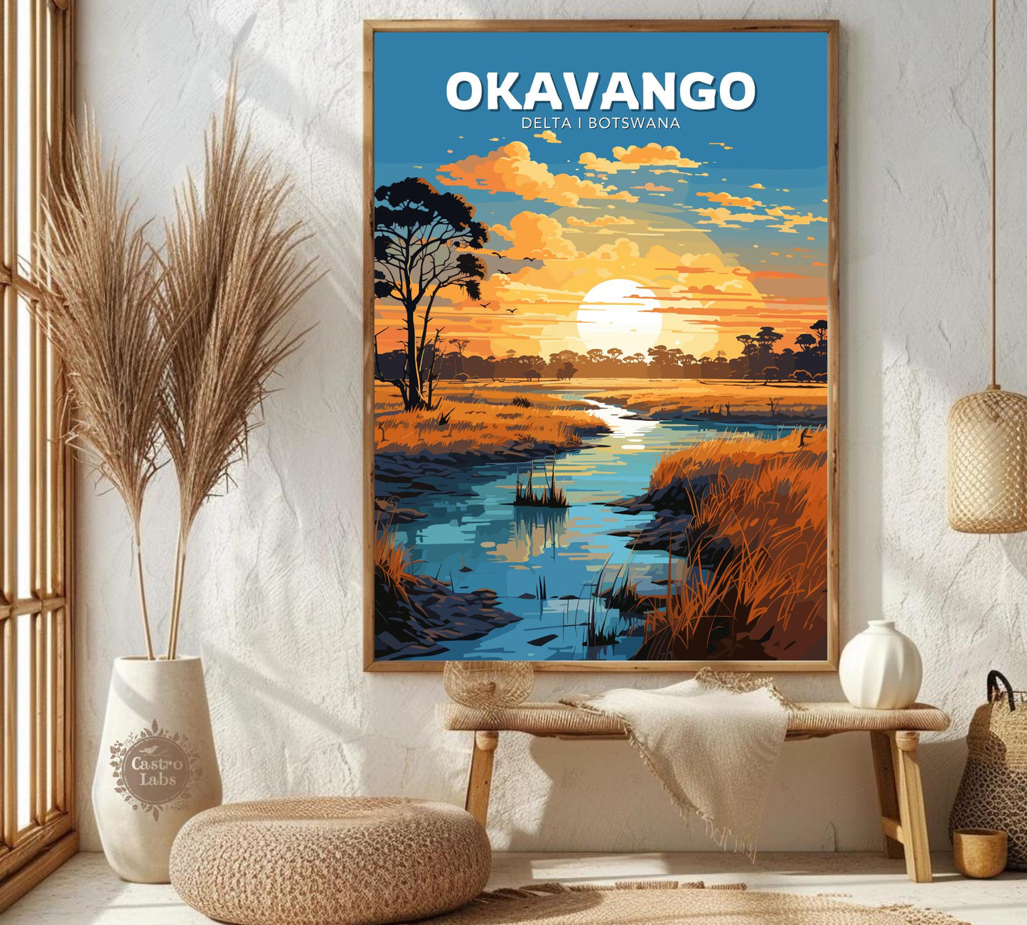 Okavango Travel Poster, Okavango Delta National Park Wall Art, Okavango Park, Africa National Parks Poster, Home Décor, Botswana Poster