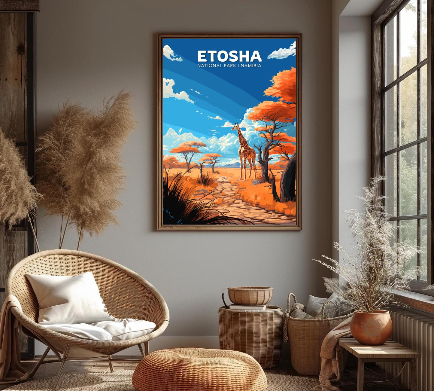 Etosha Travel Poster, Etosha National Park Poster, Etosha Park, Namibia National Park Poster, Home Décor, Namibia Poster, Etosha Namibia Art