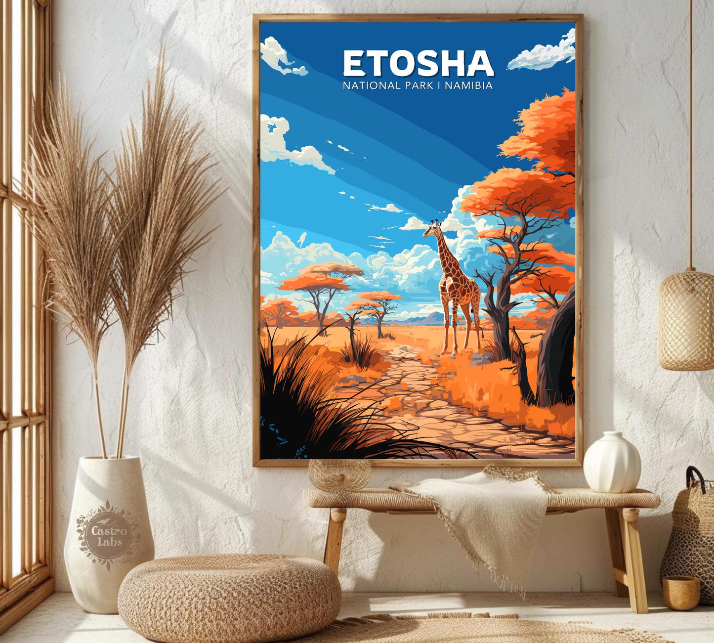 Etosha Travel Poster, Etosha National Park Poster, Etosha Park, Namibia National Park Poster, Home Décor, Namibia Poster, Etosha Namibia Art