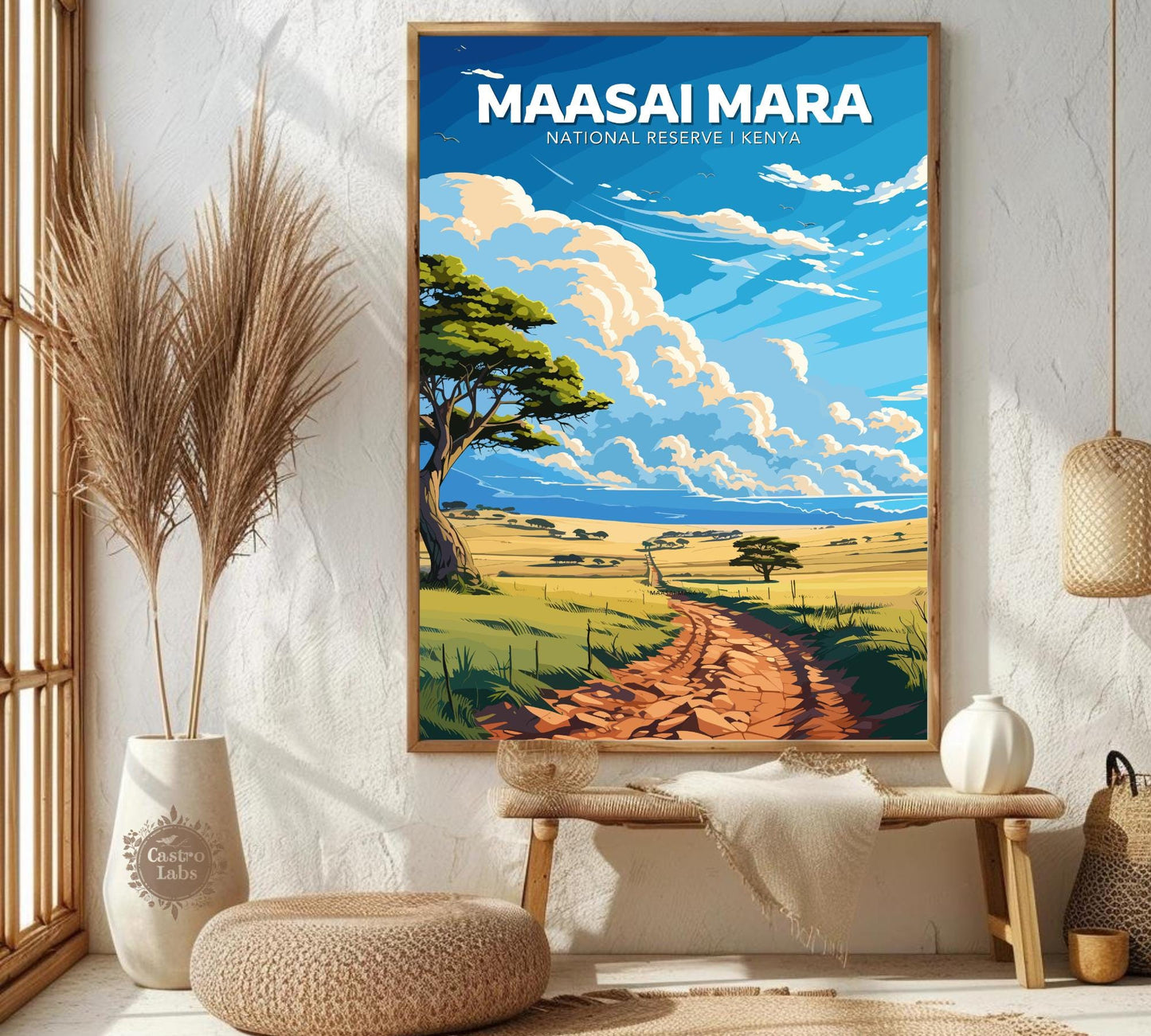 Maasai Mara Travel Poster, Maasai Mara National Park Poster, Maasai Mara Park, Kenya National Park Poster, Home Décor, Kenya Poster