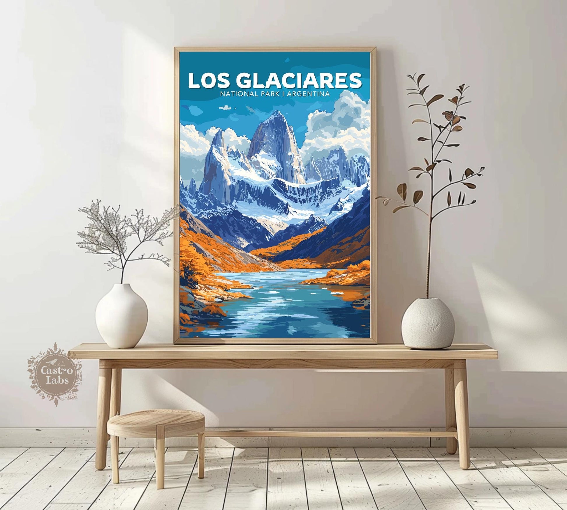 Los Glaciares Travel Poster,  Los Glaciares National Park Art, Los Glaciares Park, Argentina National Park Poster, Home Décor, Argentina Art