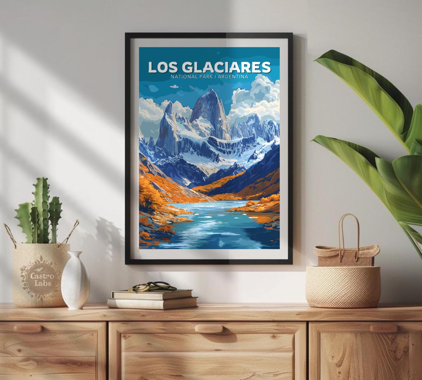 Los Glaciares Travel Poster,  Los Glaciares National Park Art, Los Glaciares Park, Argentina National Park Poster, Home Décor, Argentina Art
