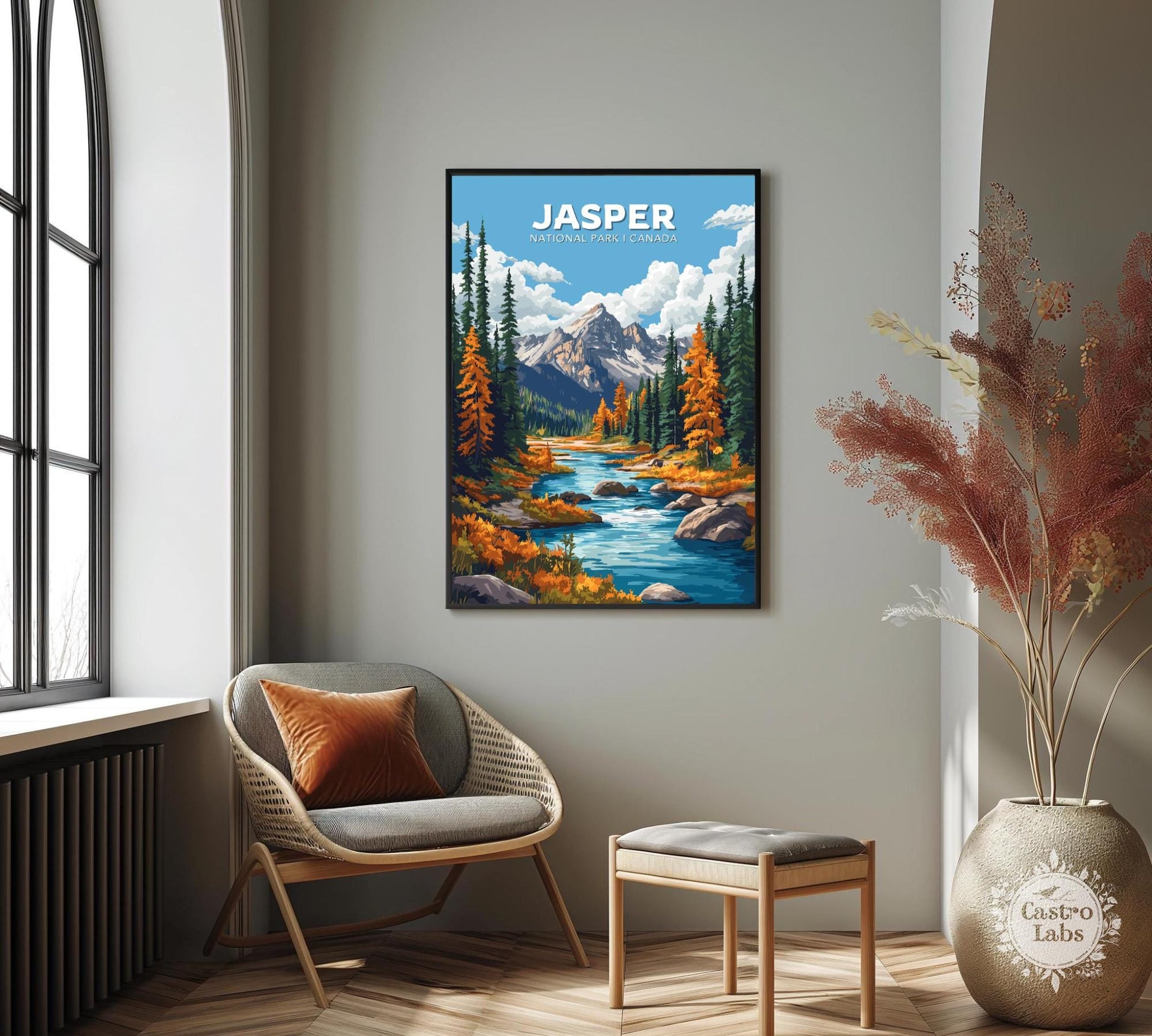 Jasper Travel Poster,  Jasper National Park Print, Jasper Park, Canada National Park Poster, Home Décor, Alberta Poster, Canadian Rockies