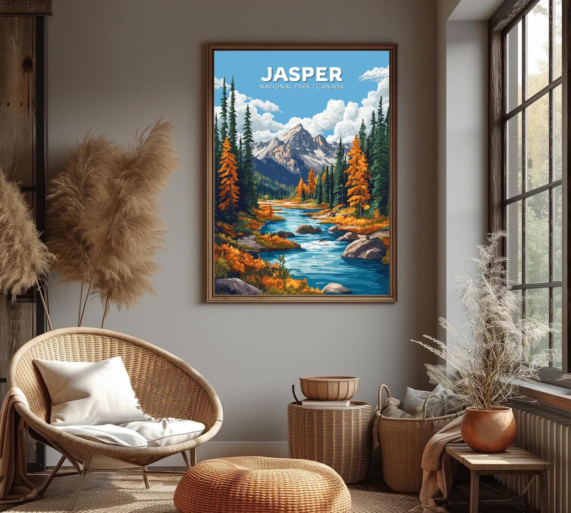 Jasper Travel Poster,  Jasper National Park Print, Jasper Park, Canada National Park Poster, Home Décor, Alberta Poster, Canadian Rockies