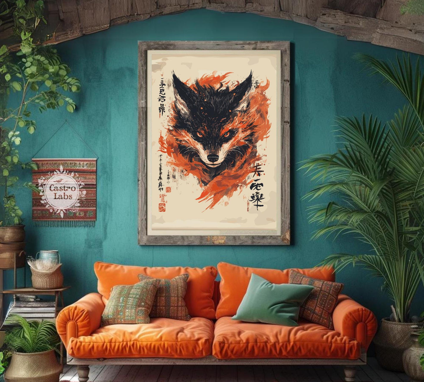 Kitsune Poster, Kitsune Fox Print, Kitsune Japan, Japan Poster, Home Décor, Fox Poster, Yokai Poster, Yokai Art, Kitsune Yokai Poster