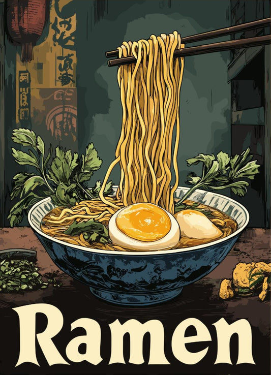 Ramen Print,  Ramen Poster, Noodles Poster, Ramen Noodles Poster, Home Décor, Spicy Noodles Art, Cup Ramen Print, Ramen Bowl Poster