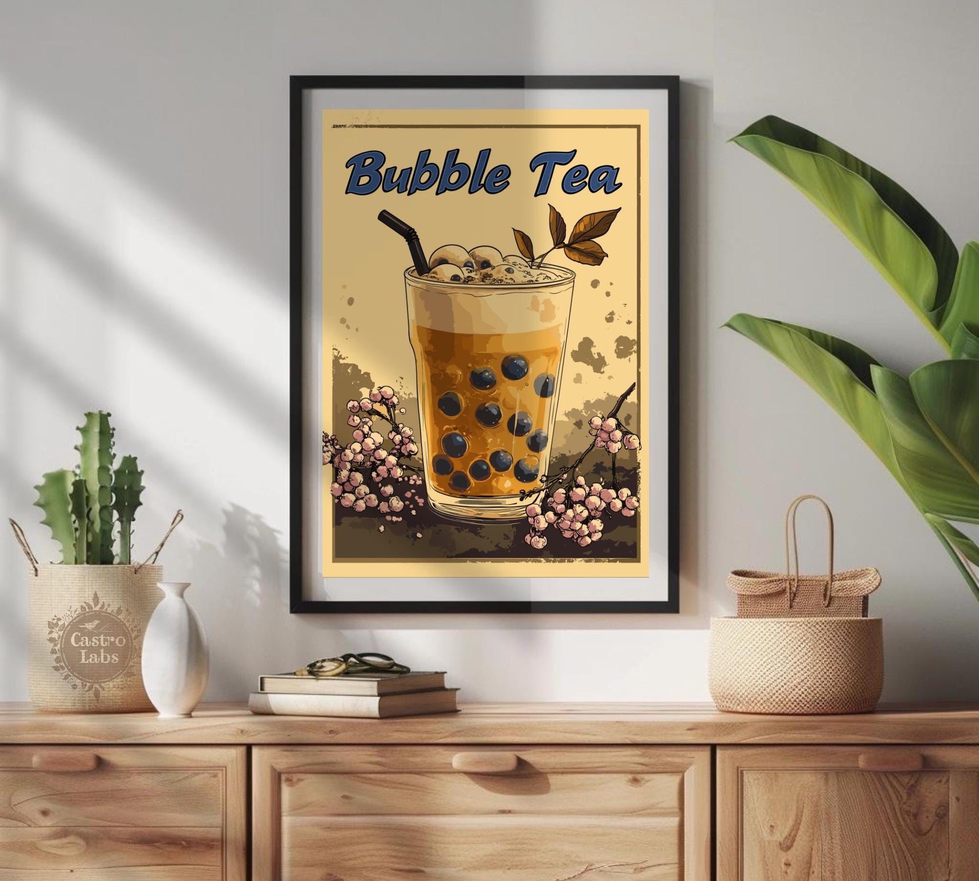 Bubble Tea Print,  Bubble Tea Japan Poster, Bubble Tea WallArt, Bubble Tea Art, Home Décor, Boba Tea, Boba Print, Bubble Tea Illustration
